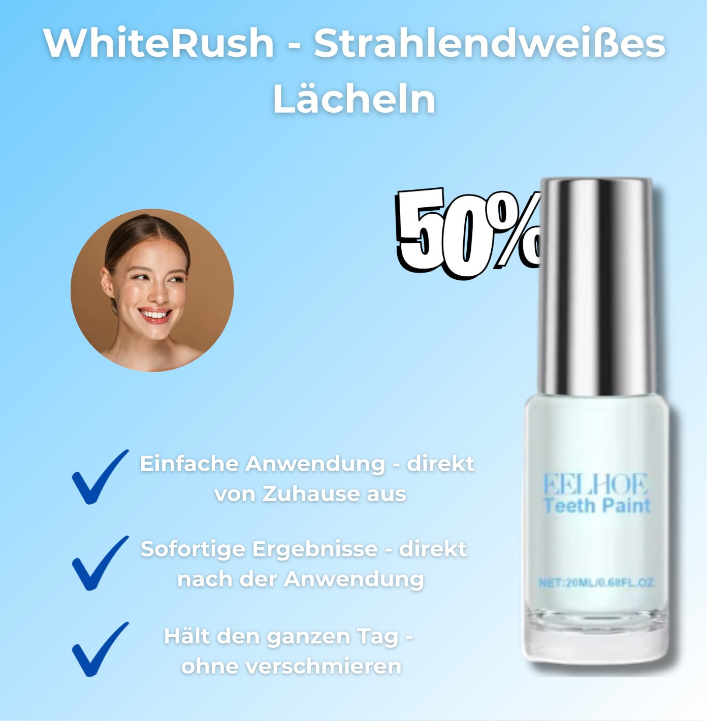 WhiteRush - strahlend weiße Zähne in Sekundenschnelle!
